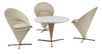 A group of three “Cone” chairs, Model No. K1, and a “Cone” table