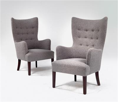 A pair of high-back armchairs Model No. 1673, designed by Ole Wanscher, - Design