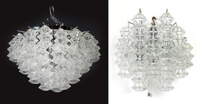 A “Pagoda” pendant light and “Pagoda” wall applique, J. T. Kalmar, - Design