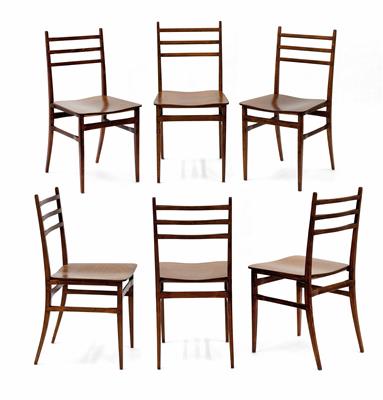 A set of six chairs, Model Fiera di Trieste, designed by Guglielmo Ulrich, - Design