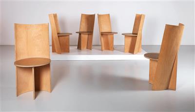Satz von sechs Stühlen Mod. 2, Entwurf Beat Frank, Schweiz 1995, - Design