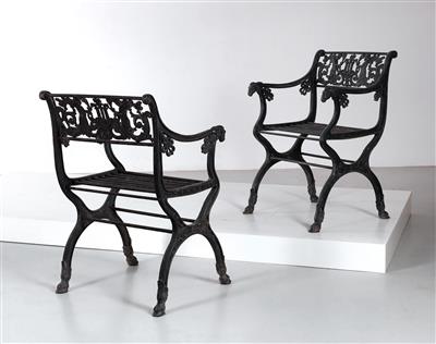 Two armchairs, designed by Karl Friedrich Schinkel c. 1830, - Design