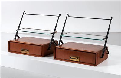 Two wall-mounted bedside cabinets, designed by Silvio Cavatorta c. 1955, - Design