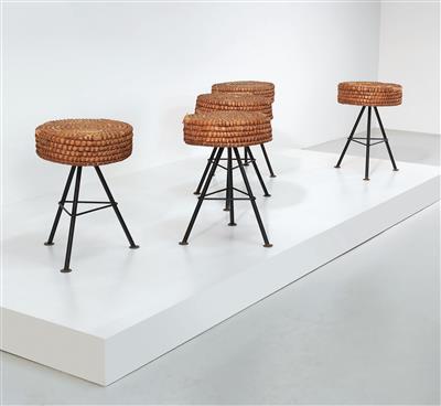 A set of five Tripod stools, c. 1950, - Design