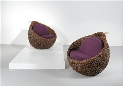 Two Half Orange lounge chairs, designed and manufactured by Koji LLC, Miami, - Design