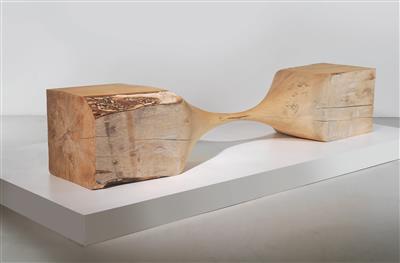 A unique ‘Beam’ wooden seat object, designed and manufactured by Studio Rene Siebum*, - Design