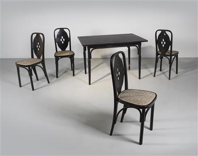 A dining group: set of armchairs mod. no. 384, - Design