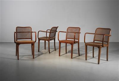 Satz von vier Armlehnstühlen Mod. A 811/F, Entwurf Josef Hoffmann - Design