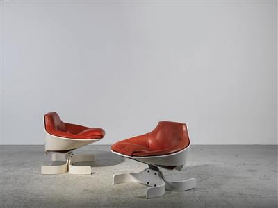 Two rare “Sella” armchairs, mod. 1001, designed by Joe Colombo - Design