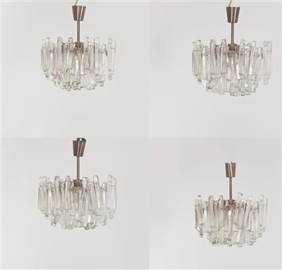 Four Frosted Glass Chandeliers, J. T. Kalmar, - Design