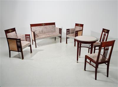A suite of furniture: two drawing room chairs and two armchairs, designed by Hans Christiansen - Design