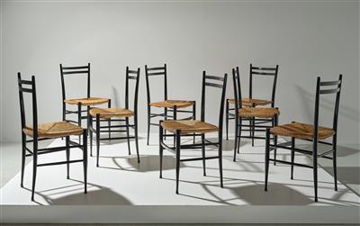 A set of eight chairs, designed by Enrico Dalmonte in 1954, - Design