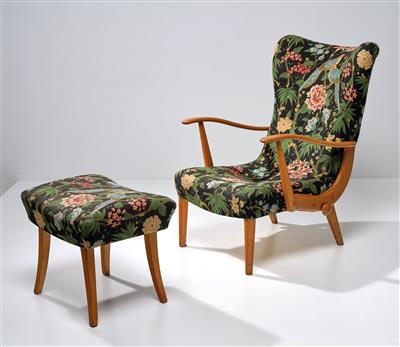 An adjustable armchair and ottoman, Austria, c. 1950, - Design