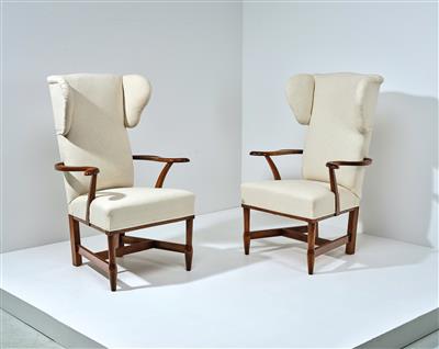 Two high-back chairs/wing chairs, designed by Hugo Gorge, - Design