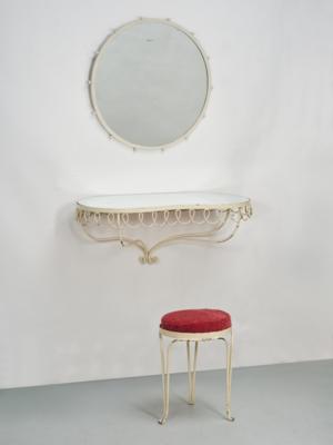 A console, a wall mirror and a stool, 1963, from the Friseursalon Bundy & Bundy, Vienna 1010, - Design
