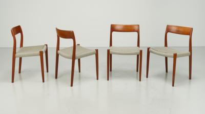 Satz von vier Stühlen Modell 77, Entwurf Niels O. Moller - Design