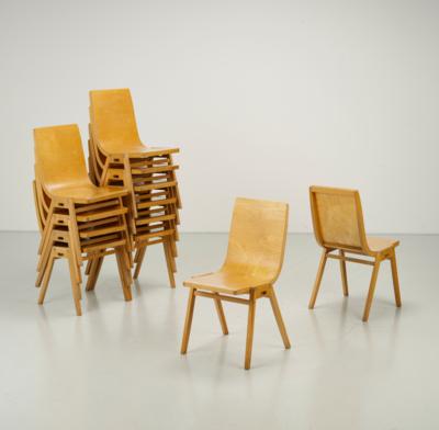 A set of 12 stacking chairs, designed by Roland Rainer, - Design