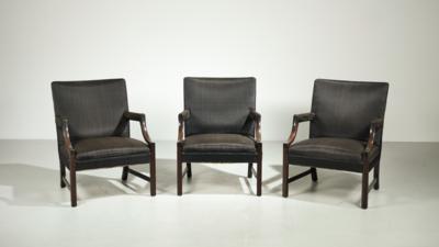 A set of 3 armchairs, designed by Ole Wanscher, for A. J. Iversen, - Design