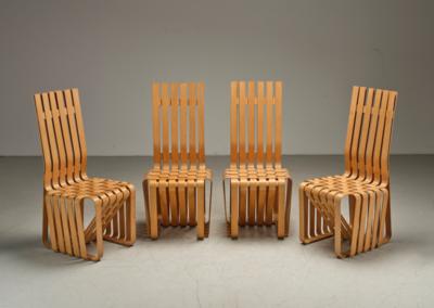 A set of four “High Sticking” chairs, designed by Frank O. Gehry, - Design