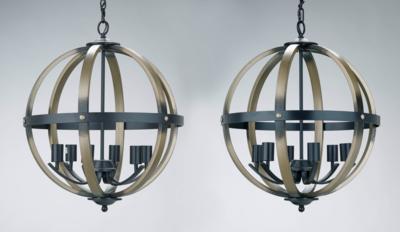A pair of “Kimpton” spherical chandeliers, Franklin Iron Works for Lamps Plus, USA, - Design