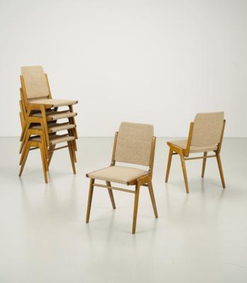 A set of six stacking chairs / Austro chairs, manufactured by Wiesner Hager, - Design