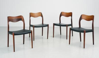 Satz von vier Stühlen Modell 71, Entwurf Niels O. Moller - Design