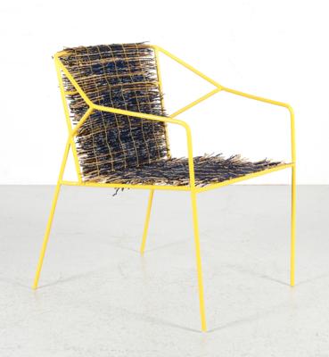 A unique armchair “Yellow woven”, designed and manufactured by Nawaaz Saldulker - Design