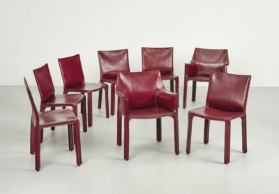 A set of six “Cab” chairs mod. 412 and two “Cab” armchairs 413, designed by Mario Bellini - Design