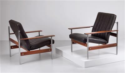 Zwei Lounge Sessel Mod. 1001, - Design