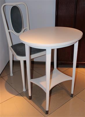 Ovaler Tisch und 1 Sessel, - Furniture