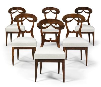 Folge von 6 Biedermeier Sesseln, - Möbel, Teppiche und dekorative Kunst