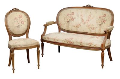 Salonsitzgarnitur im Louis XVI-Stil, - Furniture, carpets