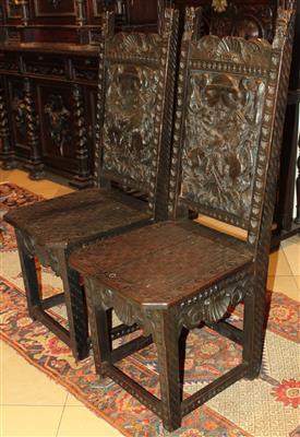 Paar Historismus- Lehnstühle, - Möbel, Teppiche und dekorative Kunst