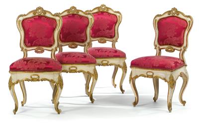 Satz von vier neobarocken Sesseln, - Furniture, carpets