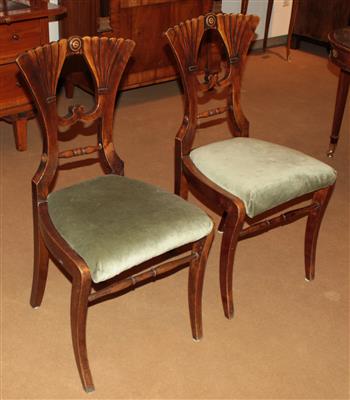 Paar Biedermeier-Sessel um 1825/30, - Furniture, carpets