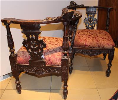 Historismus-Sitzbank bzw. Doppelsessel, - Furniture, carpets
