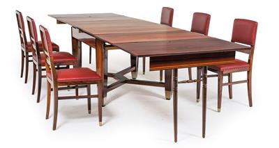 Speisezimmertisch mit 6 Sesseln, - Furniture, carpets