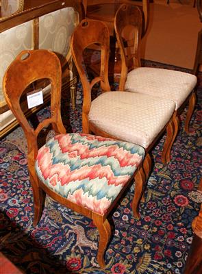 3 Spätbiederm. Sessel, - Möbel, Teppiche und dekorative Kunst