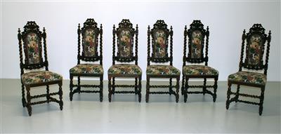 Satz von 6 Historismus-Sesseln um 1880/90, - Möbel, dekorative Kunst und Teppiche