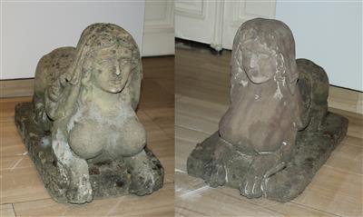 2 Skulpturen "Sphinxen", - Möbel und dekorative Kunst