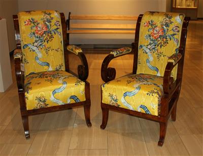 Paar Biedermeier-Armsessel, - Mobili e arti decorative