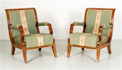 Paar Fauteuils im Biedermeier Stil, - Furniture and Decorative Art