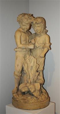 Skulpturengruppe "Knabe und Mädchen", - Furniture and the decorative arts