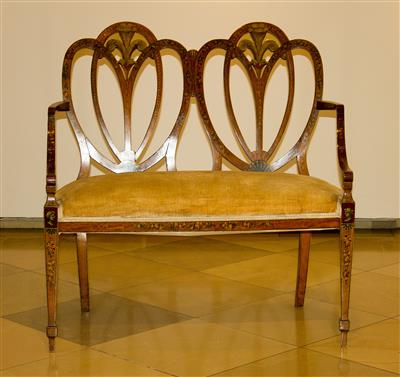 Zierliche Sitzbank im Sheraton-Stil, - Möbel und dekorative Kunst