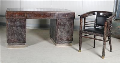 Jugendstil-Schreibtisch und ein Armsessel, um 1905/10, - Depot Reinhold Hofstätter