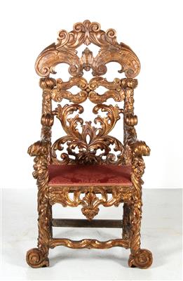 Prunkvoller Armsessel im florentiner Barockstil, - Mobili e arti decorative