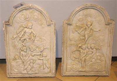 2 Gipsreliefs, - Furniture and Decorative Art