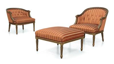 Sitzensemble im franz. Louis XVI-Stil, - Möbel und dekorative Kunst