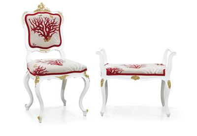 Stuhl und Hocker im Barockstil, - Möbel und dekorative Kunst