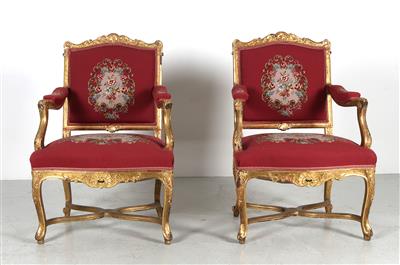 Paar Armsessel im Louis XVStil, - Möbel und dekorative Kunst